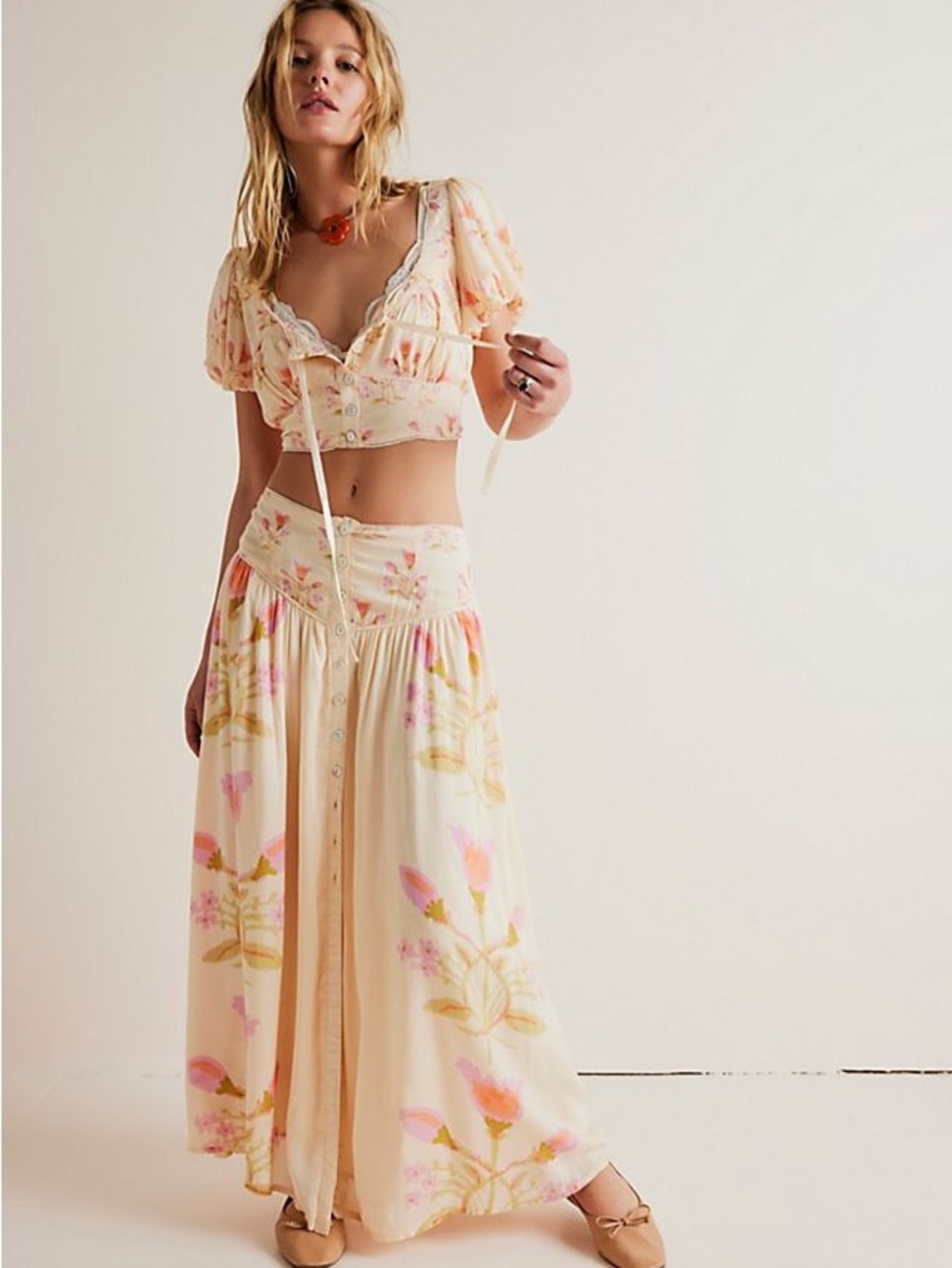 Free People Easy to Love Crop Top Only Ivory Combo Size Medium